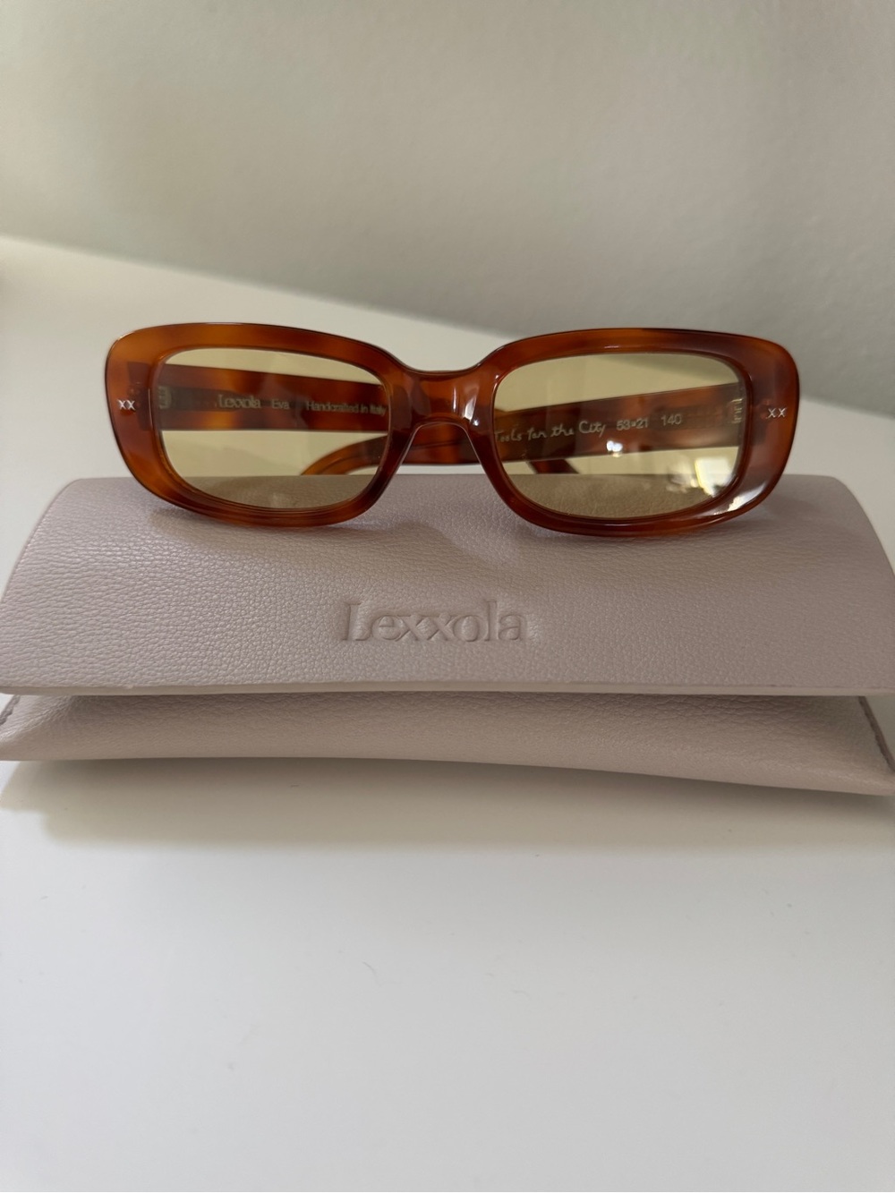 Lexxola Eva Tortoise/Yellow Rectangular Sunglasses